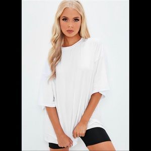 Missguided white drop shoulder oversized t shirt